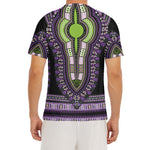 Black And Purple African Dashiki Print Men's Short Sleeve Rash Guard