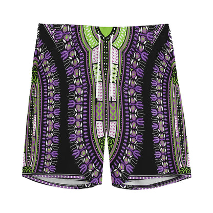 Black And Purple African Dashiki Print Men's Sports Shorts