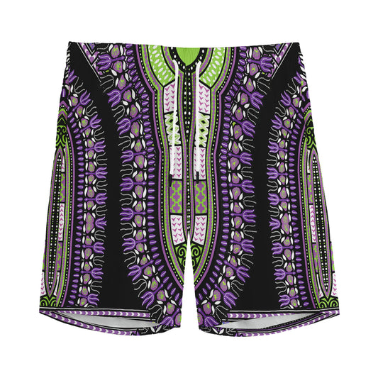 Black And Purple African Dashiki Print Men's Sports Shorts