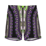 Black And Purple African Dashiki Print Men's Sports Shorts