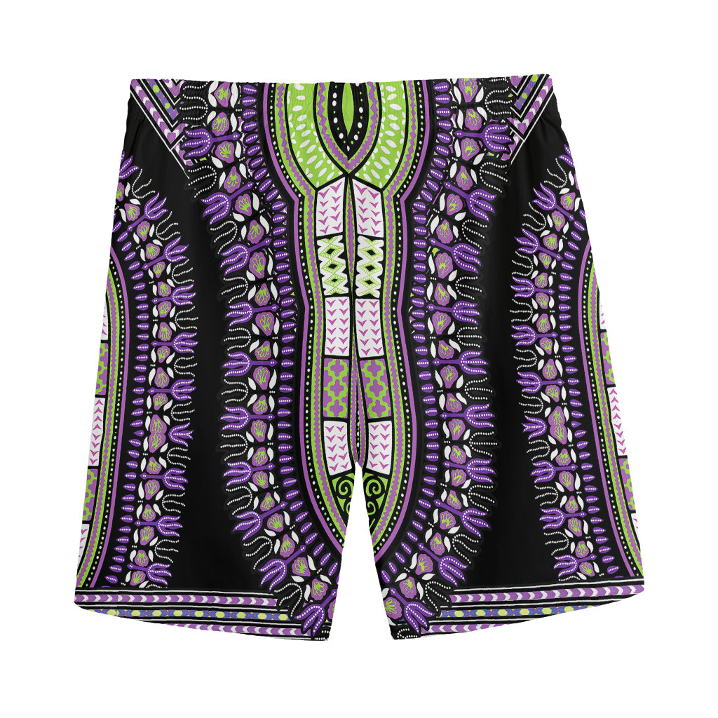 Black And Purple African Dashiki Print Men's Sports Shorts