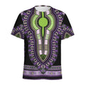 Black And Purple African Dashiki Print Men's Athletic T-Shirt