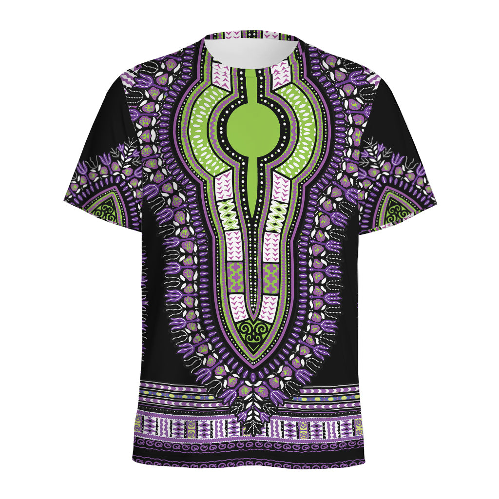 Black And Purple African Dashiki Print Men's Sports T-Shirt