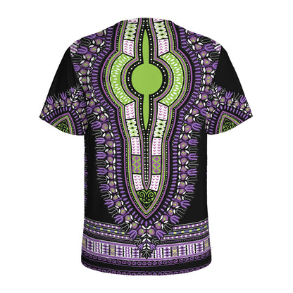 Black And Purple African Dashiki Print Men's Sports T-Shirt