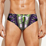Black And Purple African Dashiki Print Men's Swim Briefs