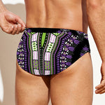 Black And Purple African Dashiki Print Men's Swim Briefs