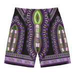Black And Purple African Dashiki Print Men's Swim Trunks