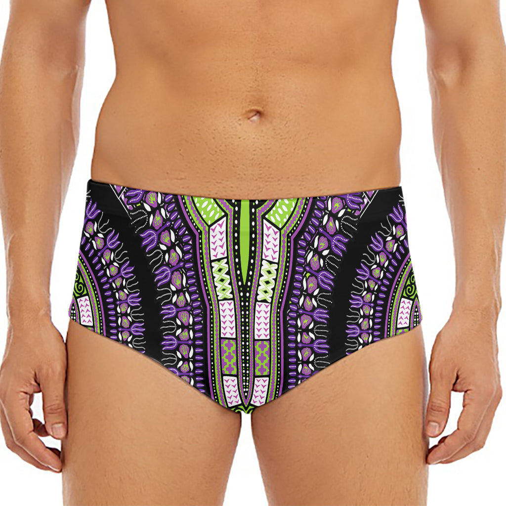 Black And Purple African Dashiki Print Men's Triangle Swim Briefs
