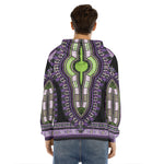 Black And Purple African Dashiki Print Men's Velvet Pullover Hoodie