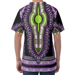 Black And Purple African Dashiki Print Men's Velvet T-Shirt
