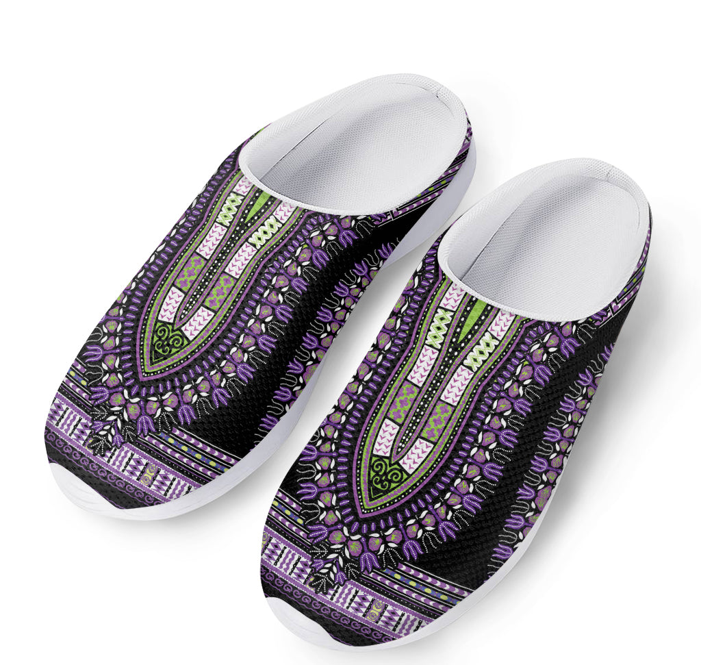 Black And Purple African Dashiki Print Mesh Casual Shoes