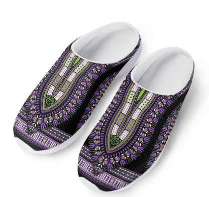 Black And Purple African Dashiki Print Mesh Casual Shoes