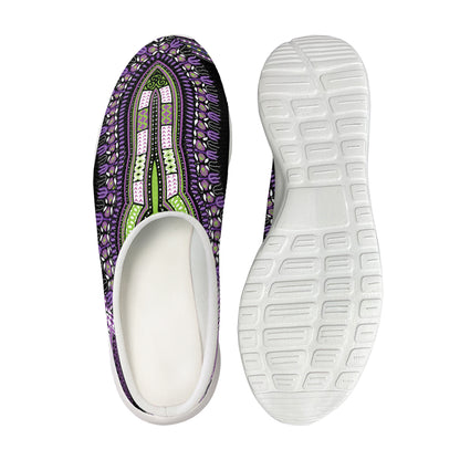 Black And Purple African Dashiki Print Mesh Casual Shoes