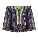 Black And Purple African Dashiki Print Mesh Shorts