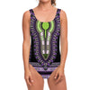 Black And Purple African Dashiki Print One Piece Swimsuit