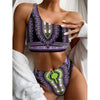 Black And Purple African Dashiki Print One Shoulder Bikini Top