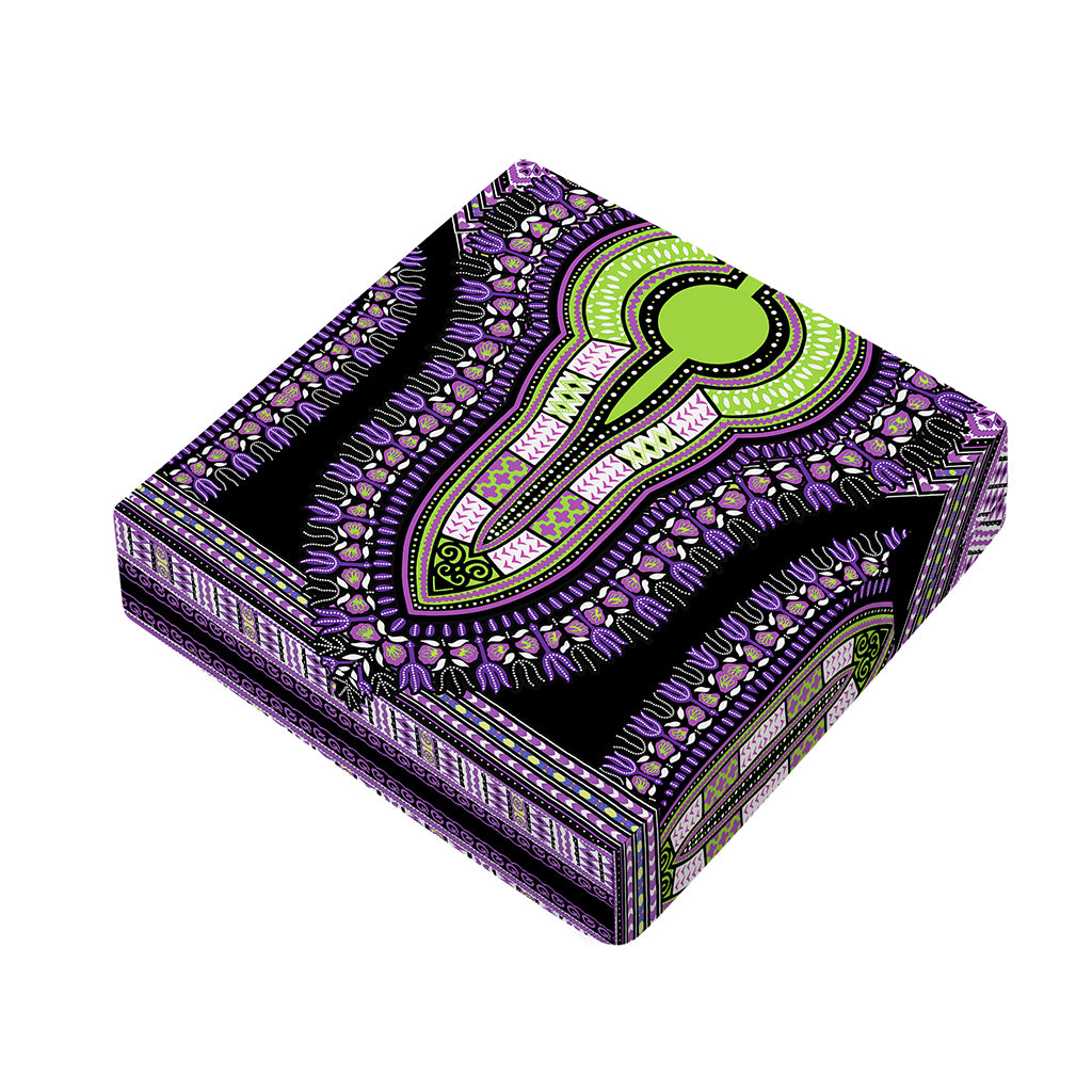 Black And Purple African Dashiki Print Outdoor Seat Cushion Cover