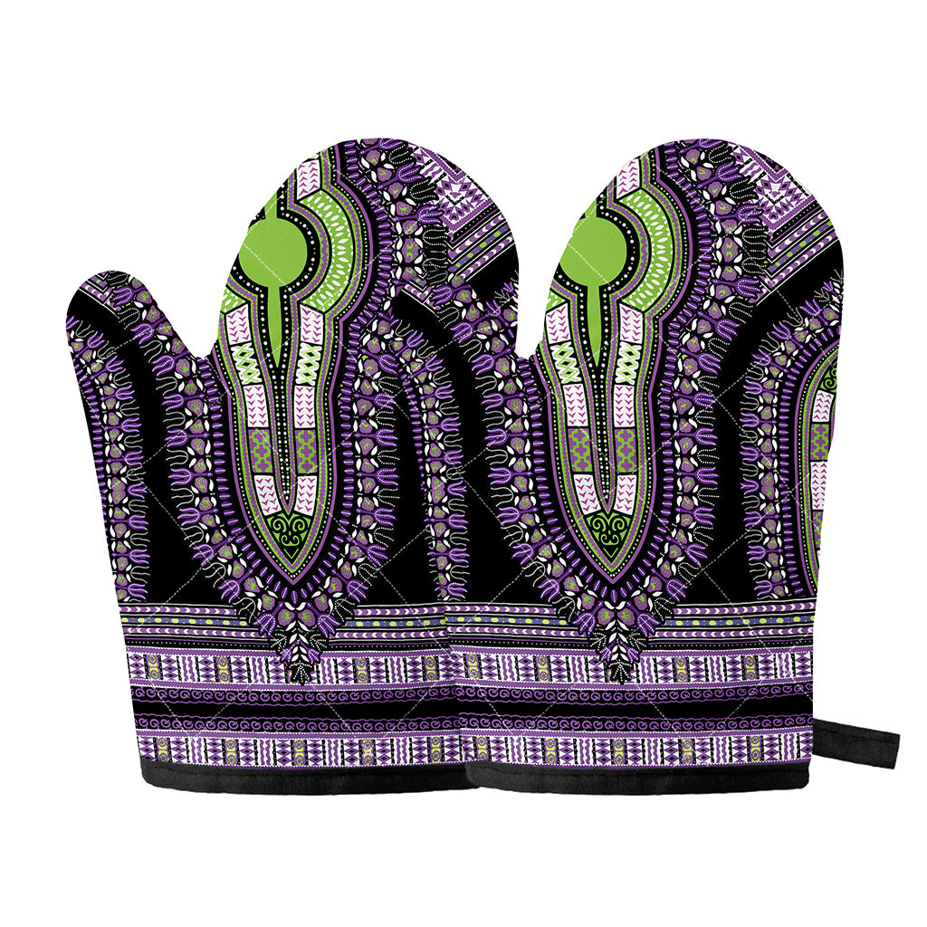 Black And Purple African Dashiki Print Oven Mitts