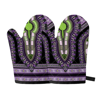 Black And Purple African Dashiki Print Oven Mitts