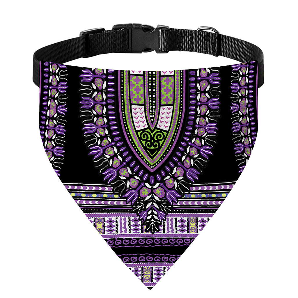 Black And Purple African Dashiki Print Over The Collar Dog Bandana