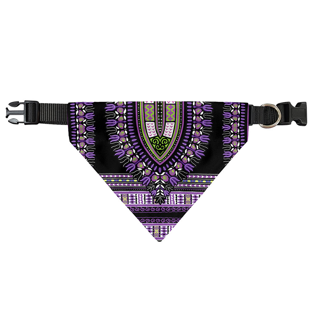 Black And Purple African Dashiki Print Over The Collar Dog Bandana