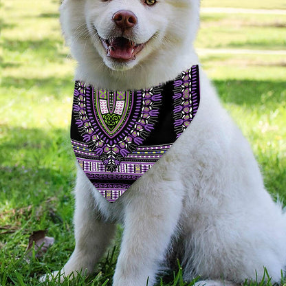 Black And Purple African Dashiki Print Over The Collar Dog Bandana