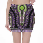 Black And Purple African Dashiki Print Pencil Mini Skirt