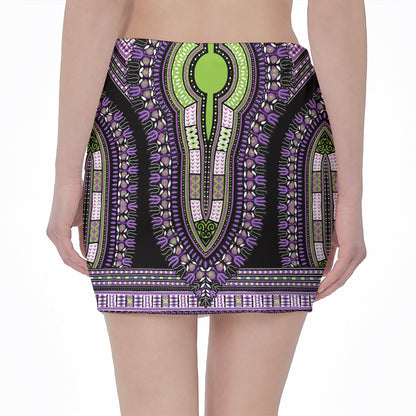 Black And Purple African Dashiki Print Pencil Mini Skirt