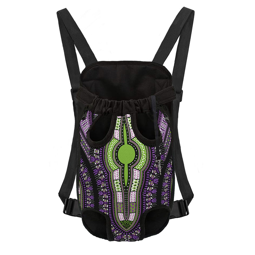 Black And Purple African Dashiki Print Pet Carrier Backpack