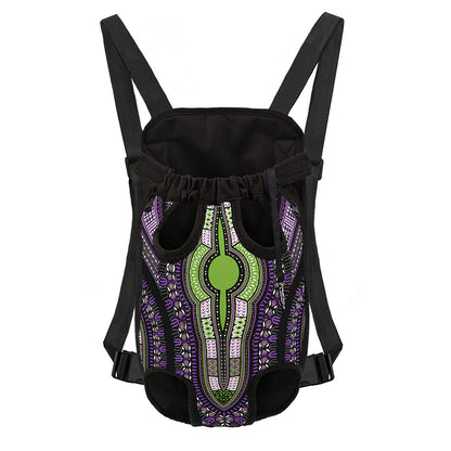 Black And Purple African Dashiki Print Pet Carrier Backpack