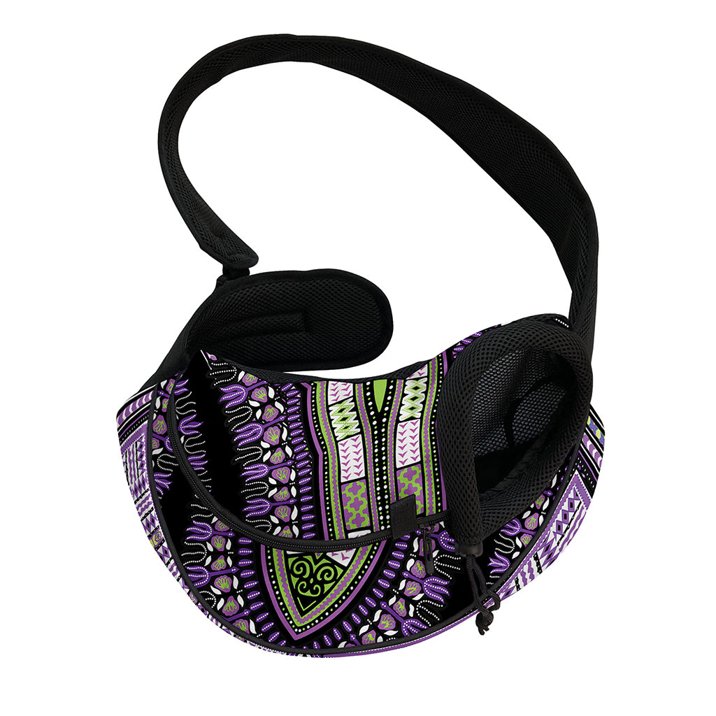 Black And Purple African Dashiki Print Pet Sling Carrier