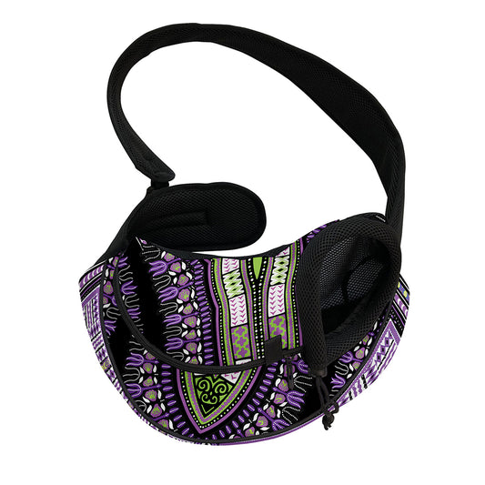 Black And Purple African Dashiki Print Pet Sling Carrier