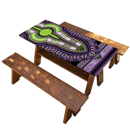 Black And Purple African Dashiki Print Picnic Table Cover