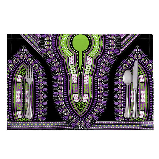 Black And Purple African Dashiki Print Placemat
