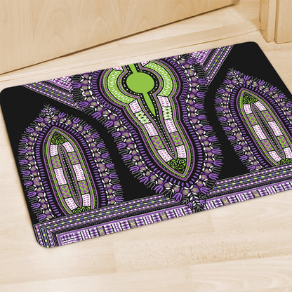 Black And Purple African Dashiki Print Polyester Doormat