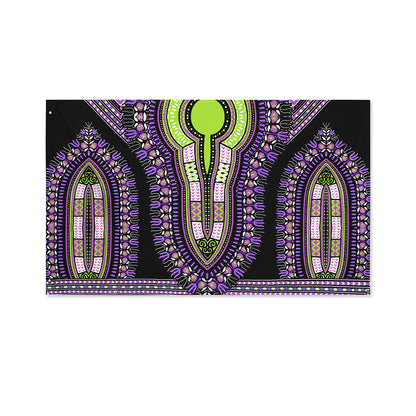 Black And Purple African Dashiki Print Polyester Flag