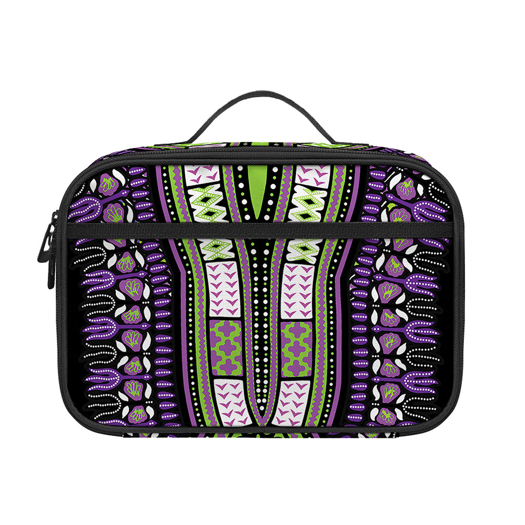 Black And Purple African Dashiki Print Portable Lunch Bag