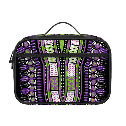 Black And Purple African Dashiki Print Portable Lunch Bag