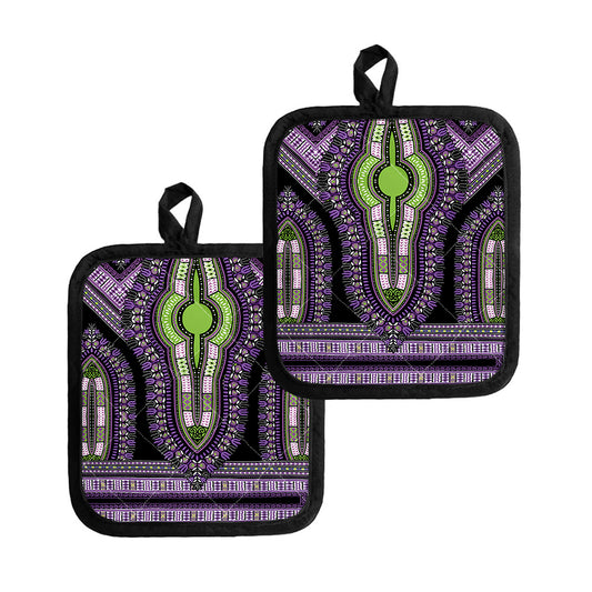 Black And Purple African Dashiki Print Pot Holders