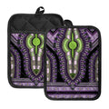 Black And Purple African Dashiki Print Pot Holders With Pocket