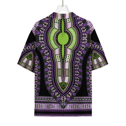 Black And Purple African Dashiki Print Rayon Hawaiian Shirt