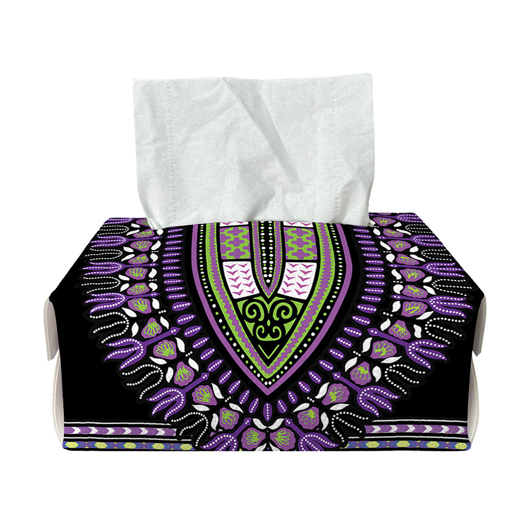 Black And Purple African Dashiki Print Rectangle Tissue Box Cover
