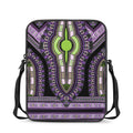 Black And Purple African Dashiki Print Rectangular Crossbody Bag