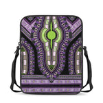 Black And Purple African Dashiki Print Rectangular Crossbody Bag