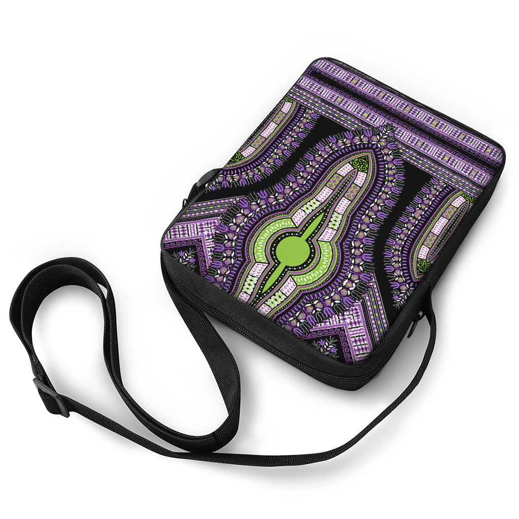 Black And Purple African Dashiki Print Rectangular Crossbody Bag