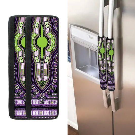 Black And Purple African Dashiki Print Refrigerator Handle Covers