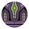 Black And Purple African Dashiki Print Round Blanket