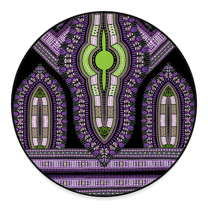Black And Purple African Dashiki Print Round Floor Mat