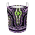 Black And Purple African Dashiki Print Round Laundry Basket