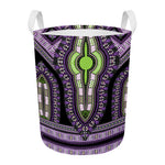 Black And Purple African Dashiki Print Round Laundry Basket